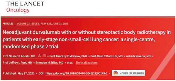 立体定向放射治疗早期NSCLC  新辅助度伐利尤单抗安全有效